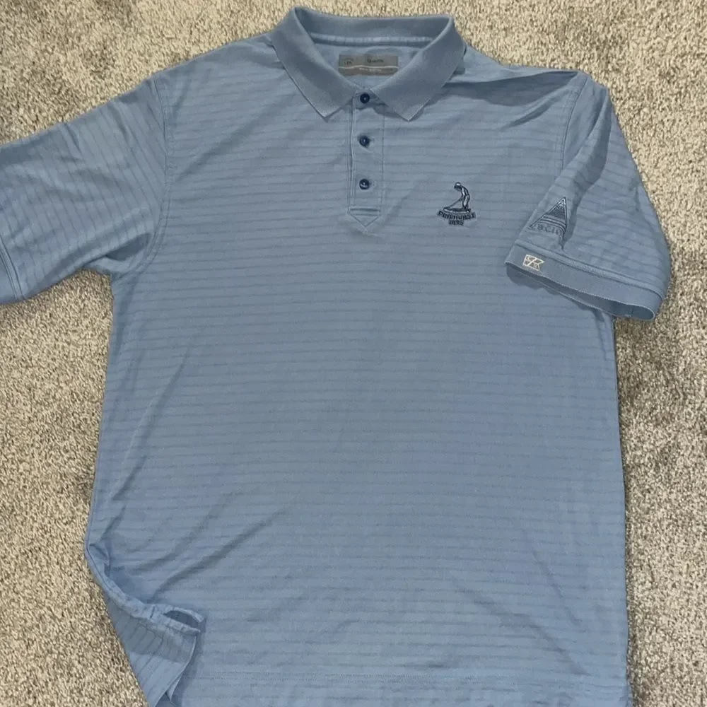 cutter & Buck Carolina blue Pinehurst Putter Boy Golf Polo  shirt L men’s worn